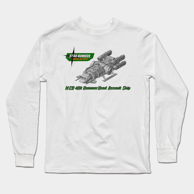 Hammerhead Assault Ship Long Sleeve T-Shirt by Midnight Sky Games